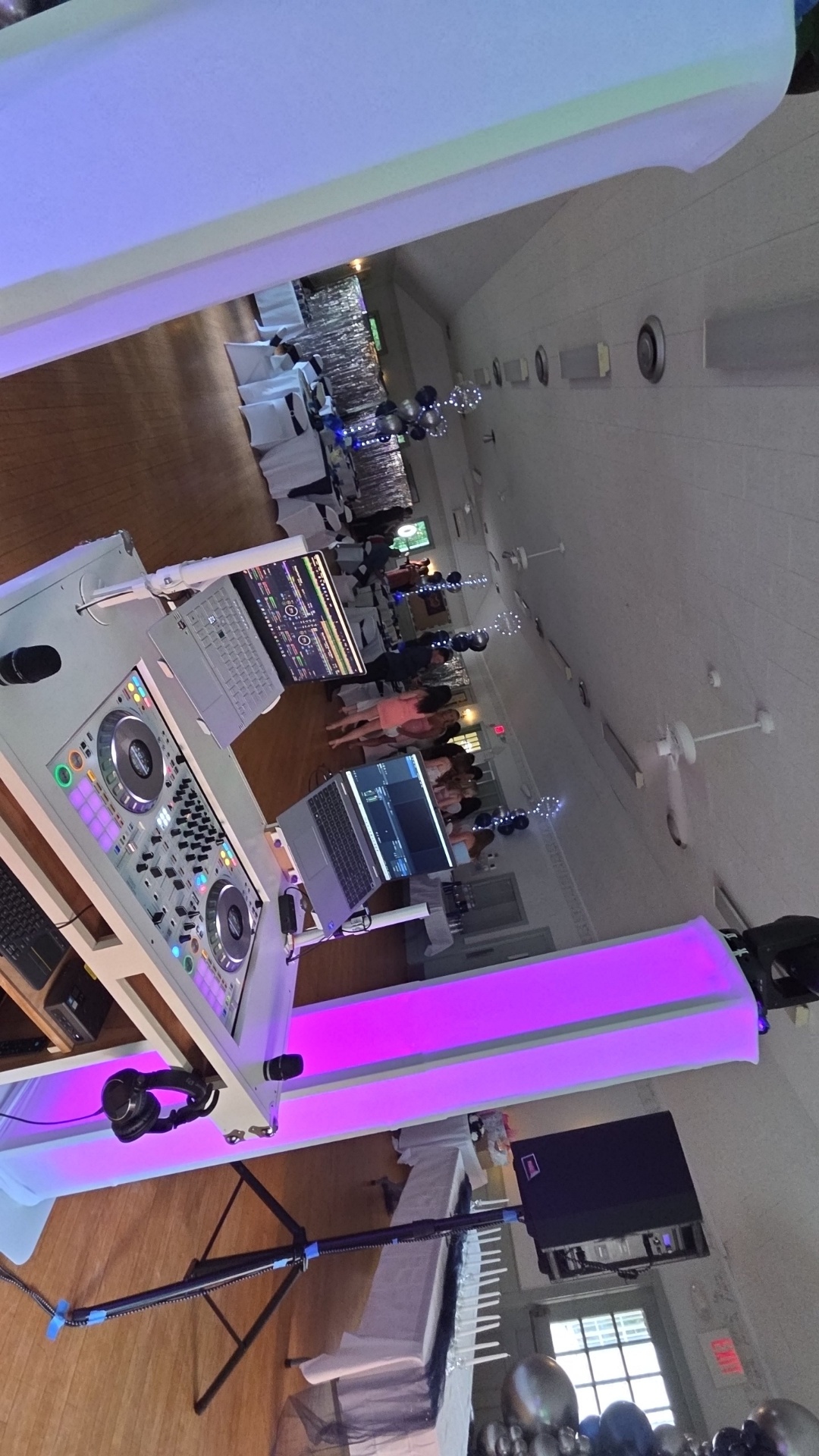 Private party DJ booth setup at a venue